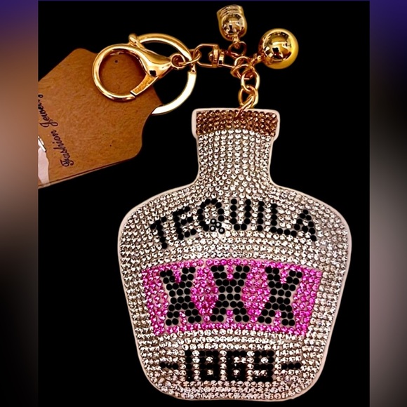 Tequila Bag Charm/Keychain Bling Crystals New Lg 4” x 3” - Picture 7 of 8